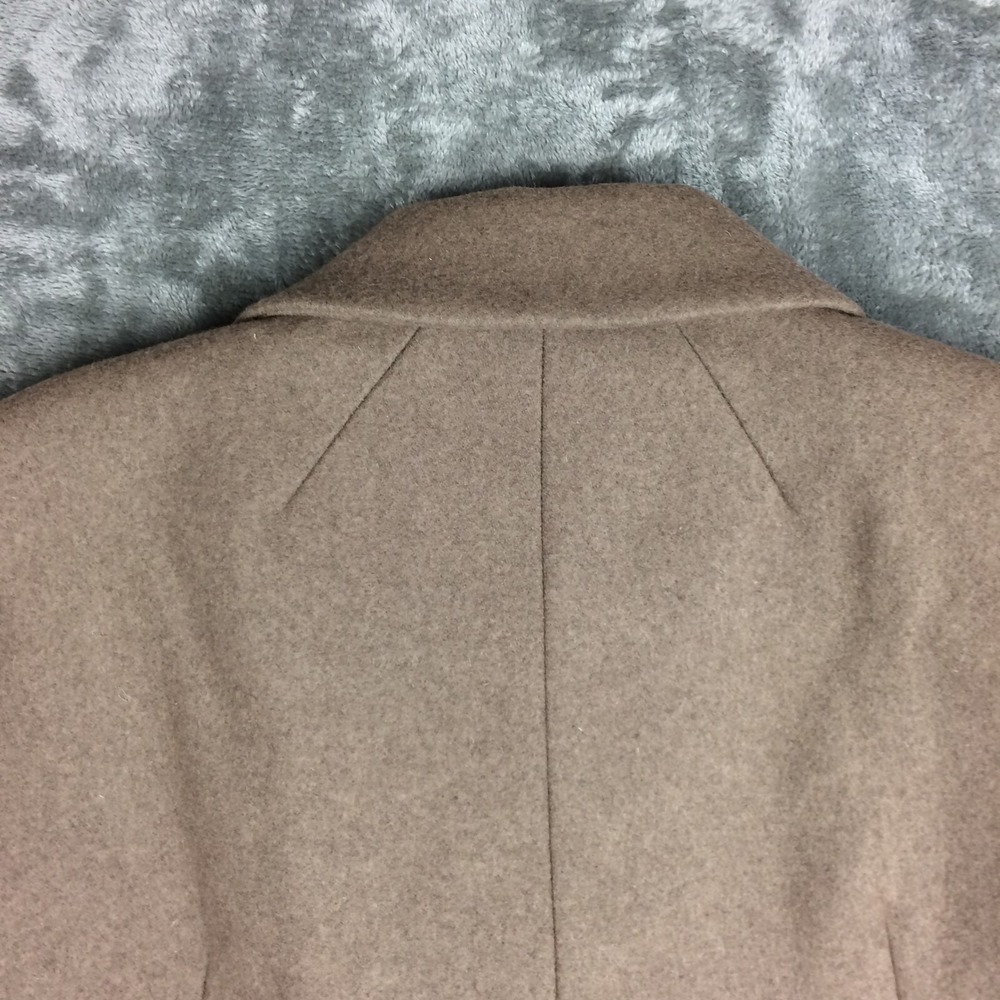 Calvin Klein Pea Coat Women 14 Tan Wool Blend Double Breasted Preppy Military - Picture 10 of 15